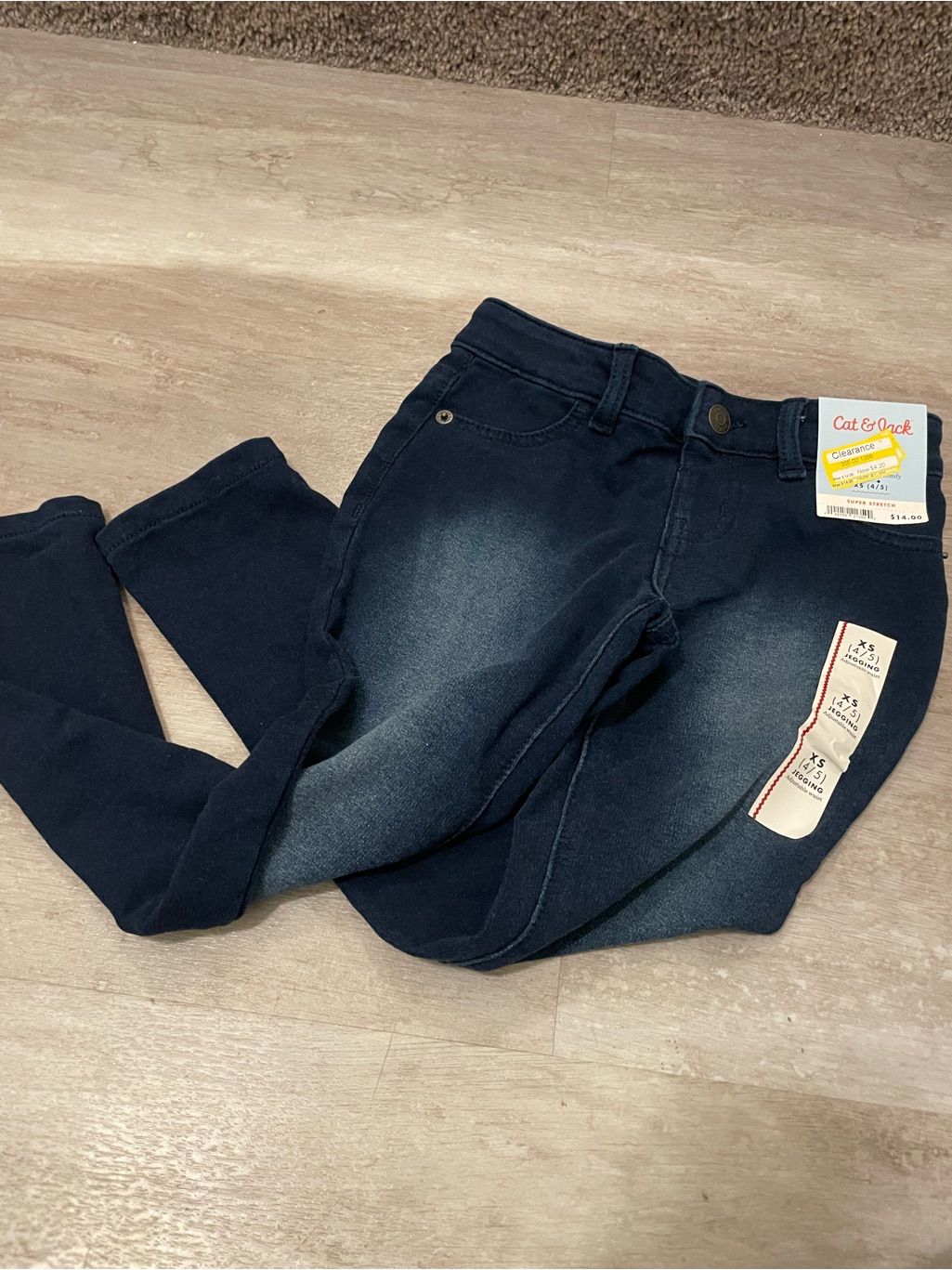 Nwt - Cat & Jack Girls Xs Navy Blue Stretch Denim Jeggings